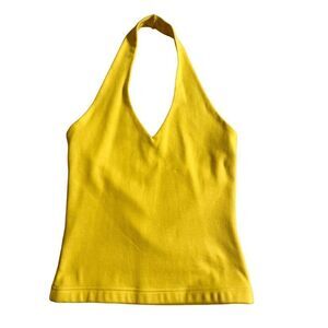Z Universe Solid Yellow  Crop Halter Top size M